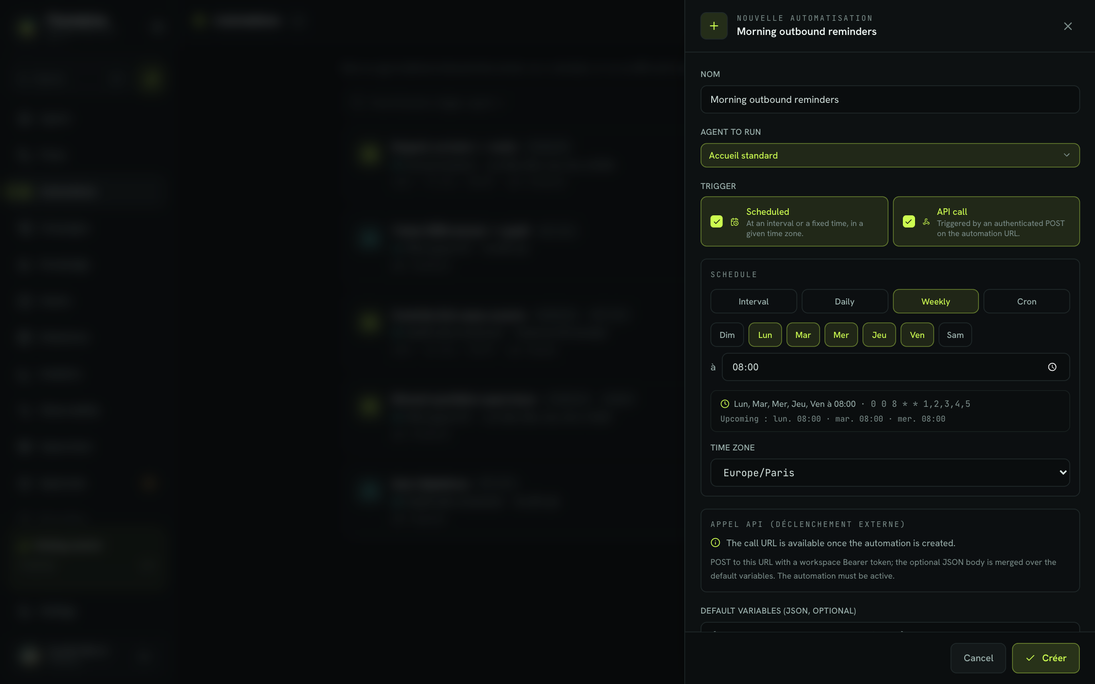 New automation panel