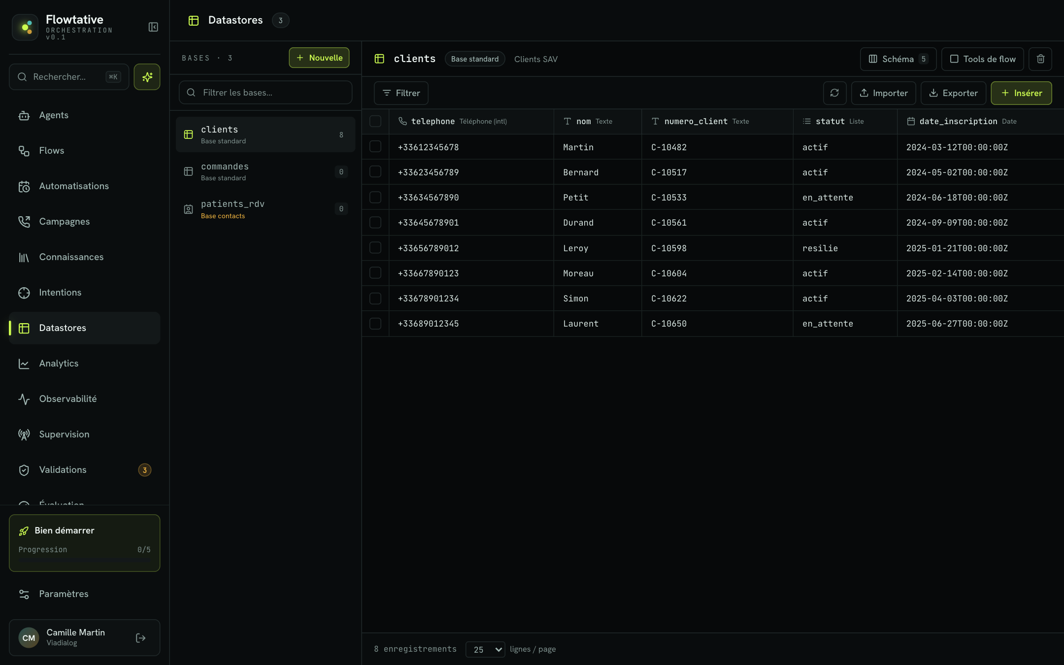 Éditeur de table d'un Datastore